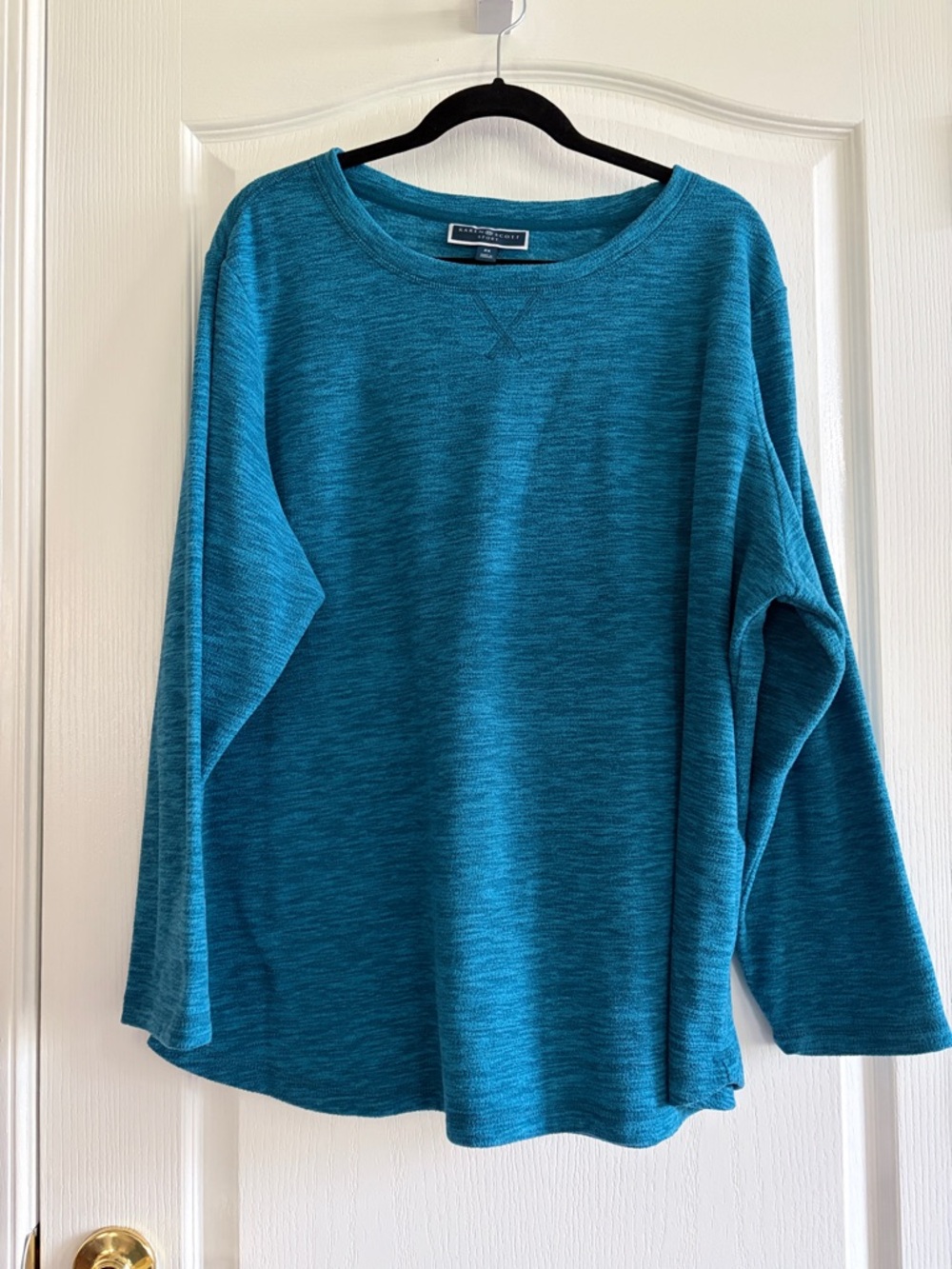 Karen Scott Sport Teal Heather Crewneck Sweater